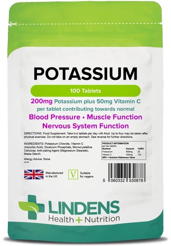 Potassium 200mg tablets 100 - 200mg, (100