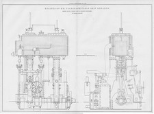 Engines of HM Telegraph Ship 'Monarch' 2 x Antique Prints 1884