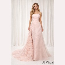 Peach Ruffle Trail Gown