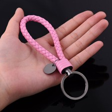 Pink Car Keychain Leather Rope