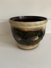 West Germany Scheurich-Keramik Plant Pot 887-14 Beige Brown Cream Floral