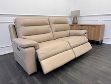 Furniture Village Nimbus 3 Seater Sofa Pwr Recliner+headrest+lumbar Taupe