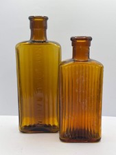 2 old amber glass poison bottles, not to be taken