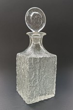 Whitefriars crystal glass Glacier square base decanter with stopper