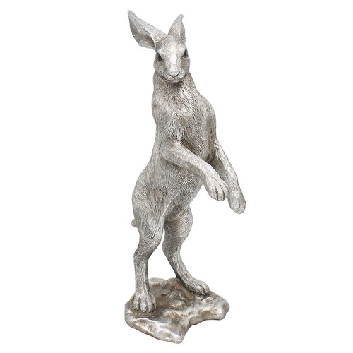 Standing hare ornament - ornament, silver