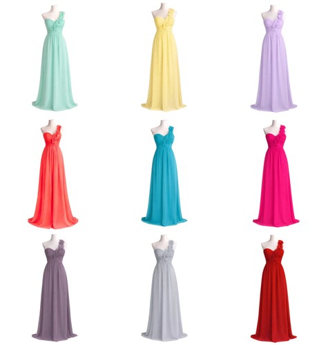 One shoulder chiffon dress - one,
