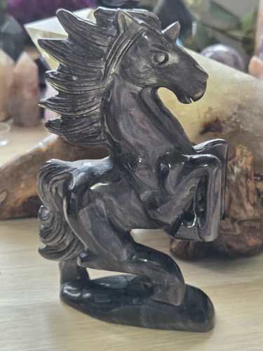 Silver sheen obsidian crystal - sheen,