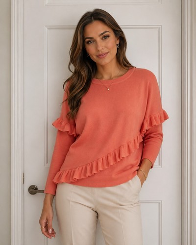 Wallis jumper top coral ruffle - top,