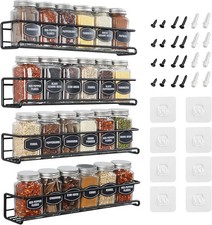 Estefanlo Spice Rack Wall Mounted, 4 Pack Spice Rack for Inside Cupboard, Adhesi