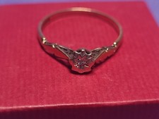 Hallmarked 9ct Gold Small Diamond Ring Size S – Vintage Style – Lovely Condition