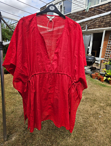 New red v neck short - ,