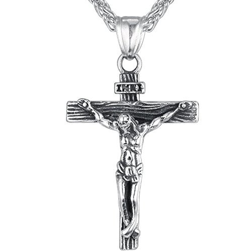 Silver jesus christ necklace - silver,