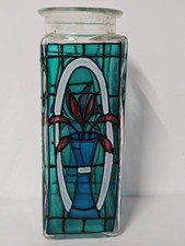 Tiffany Style Stained Glass Mackintosh Floral Vase Decorative Art Nouveau 