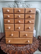 Wooden Set of 15 Collectors Drawers Apothecary,watchmakers cabinet Vintage solid