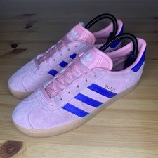 Adidas Originals Gazelle J Pink Suede Blue Women/Girls Trainers Size 5 UK IG9153