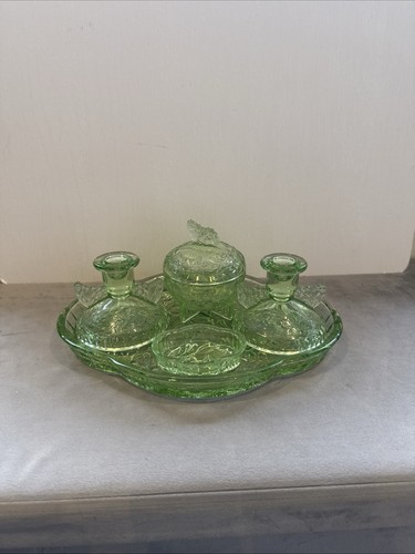 Vintage green glass - vintage, butterfly