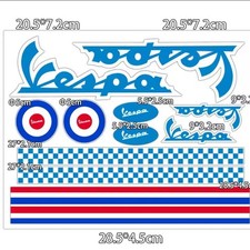 Piaggio Vespa Scooter Helmet Decal Sticker Retro Mod GTS Lx GT Blue