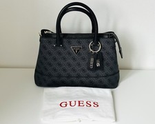 GUESS Black 4G Logo Handbag Crossbody Strap Dust Bag Silver Hardware 1981 Charm