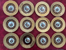 12 Antique Limoges Royal China La Reine Courting Couple Dinner Plates 22K