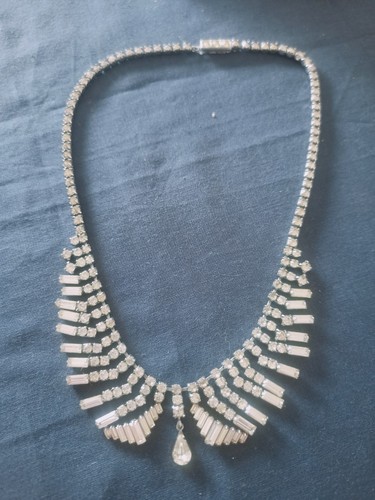 Vintage silver rhinestone swag - rhinestone,
