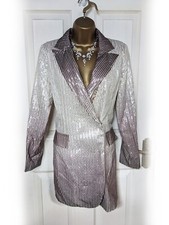 BOOHOO Beige & Brown Sequin Ombre Blazer Dress, Size 10 - BNWT