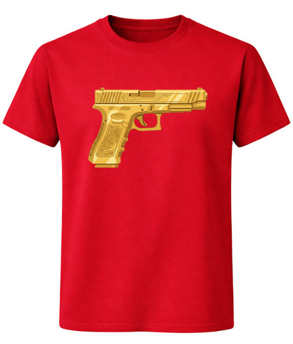 Gold pistol graphic shirt - gold,