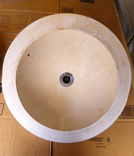 Round beige polished stone - round,