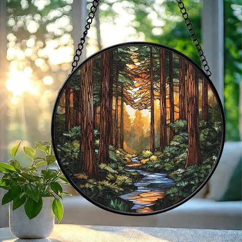 Redwood forest stained glass - forest,