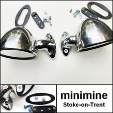 Classic Mini Door TEX Racing Sports Mirror PAIR MDM01 MDM02 stainless steel