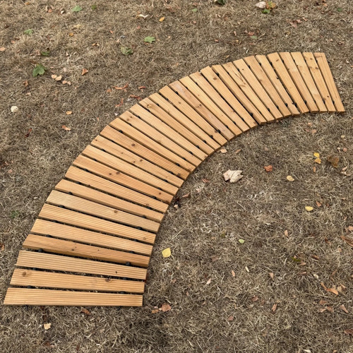 Wooden curved garden path - garden,