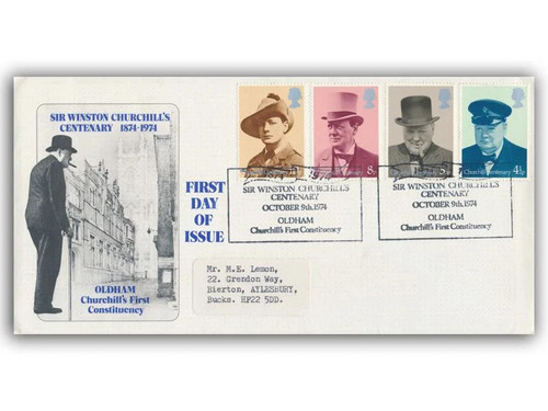 1974 churchill fdc oldham - churchill,