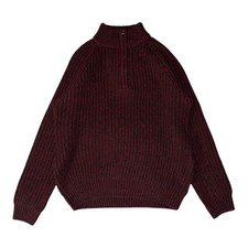 PG Field Sweater Men’s L Burgundy 1/4 Zip Jumper Chunky Grandad Knit Country 90s