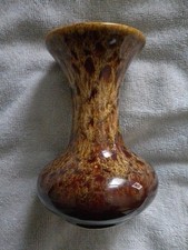 Fosters Pottery Cornwall Brown Drip Glaze Trumpet Vase 5.3"