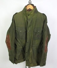 MULBERRY England Cupra Waxed Cotton Jacket Sz XL Leather Trim Hooded Green