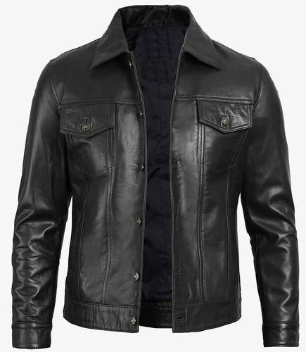 Men black real - men's, leather