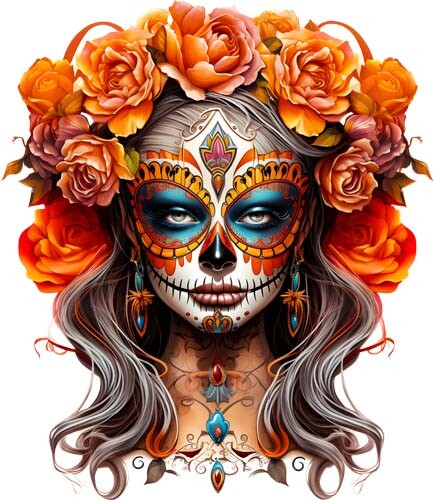 Mexican halloween floral - mexican, skull