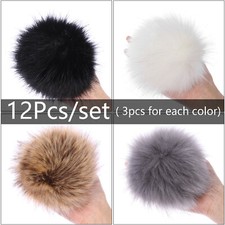 Faux Fur Pom Pom Ball 12Pack