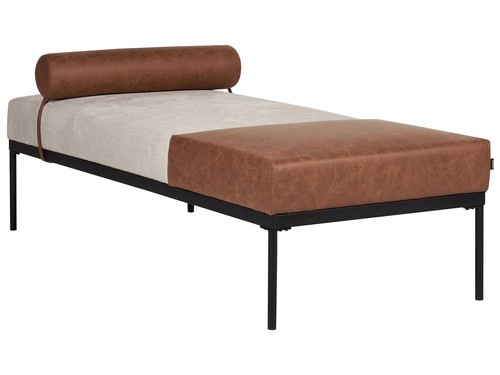 Faux linen leather chaise - faux,