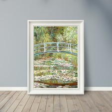 Monet bridge over pond - -,