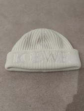 Cream LOEWE beanie hat 100%