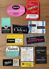 Job Lot 11 VINTAGE FABRIC TAGS Tricel Synthetic TERYLENE CRIMPLENE Bri Nylon