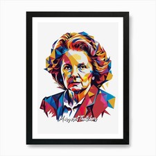 Margaret Thatcher 01 Portrait WPAP  Framed Wall Art Poster Canvas Print Picture