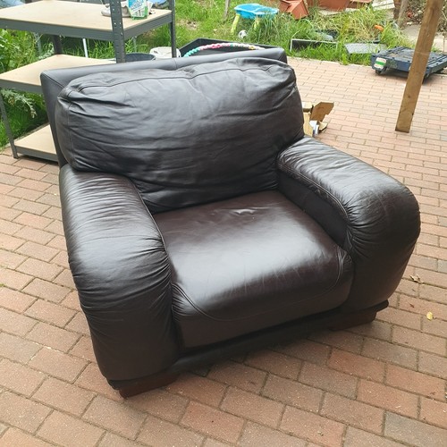 Leather brown armchair used - brown,