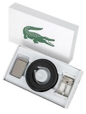 LACOSTE Leather 4in1 Belt & Buckles GIFT Box SET J10 T110/44 RC4060 black grey