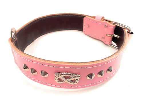 Pink leather dog - 1.25", collar
