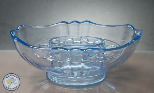 British made blue glass flower - british,