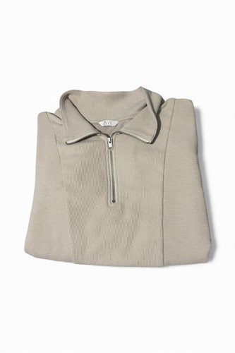 Cream beige quarter zip half - beige,