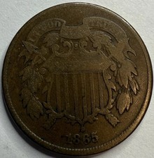 1865 US 2 Cent Coin 2c Exact