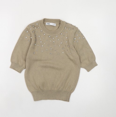 Zara womens beige embellished - womens,
