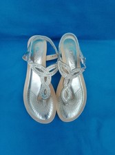 Ladies Wide Fit Diamante Silver Sandals Size 8